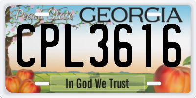 GA license plate CPL3616