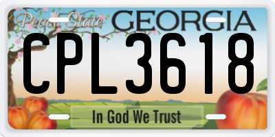 GA license plate CPL3618