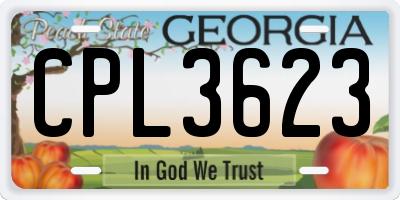 GA license plate CPL3623