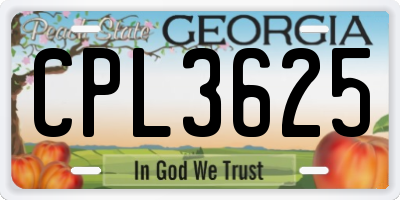 GA license plate CPL3625