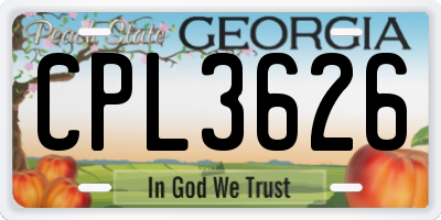 GA license plate CPL3626