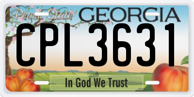 GA license plate CPL3631