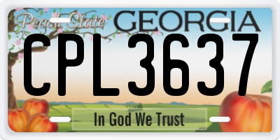 GA license plate CPL3637