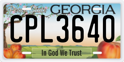 GA license plate CPL3640
