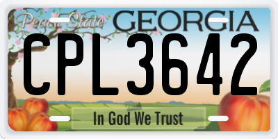 GA license plate CPL3642