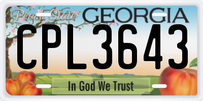 GA license plate CPL3643