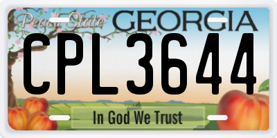 GA license plate CPL3644