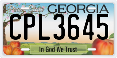GA license plate CPL3645