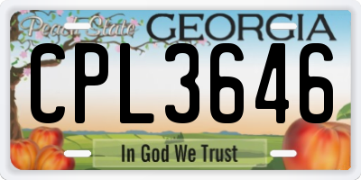 GA license plate CPL3646