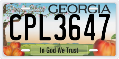GA license plate CPL3647