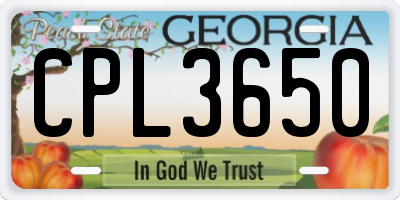 GA license plate CPL3650