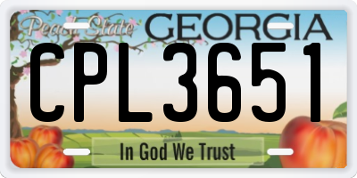 GA license plate CPL3651