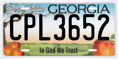 GA license plate CPL3652