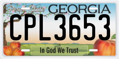 GA license plate CPL3653