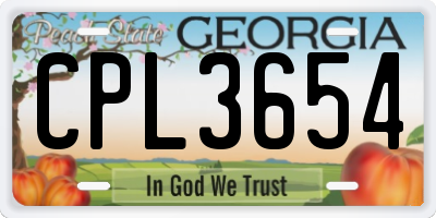 GA license plate CPL3654
