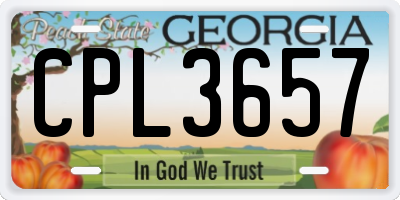 GA license plate CPL3657