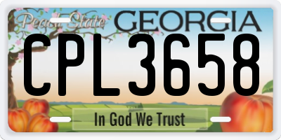 GA license plate CPL3658