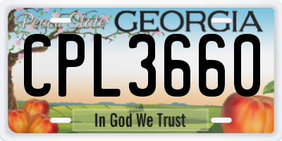 GA license plate CPL3660