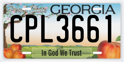 GA license plate CPL3661