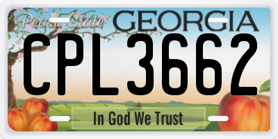 GA license plate CPL3662