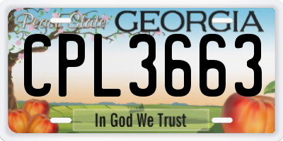 GA license plate CPL3663