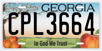 GA license plate CPL3664