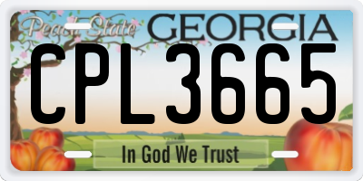 GA license plate CPL3665