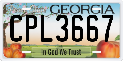 GA license plate CPL3667