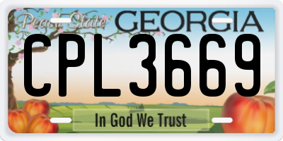 GA license plate CPL3669
