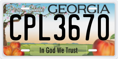 GA license plate CPL3670