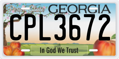 GA license plate CPL3672