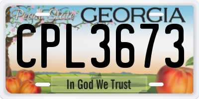 GA license plate CPL3673