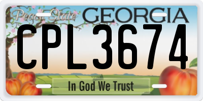 GA license plate CPL3674