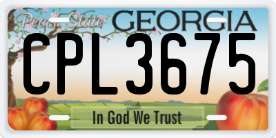 GA license plate CPL3675