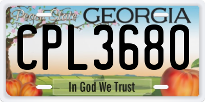 GA license plate CPL3680