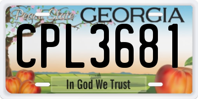 GA license plate CPL3681