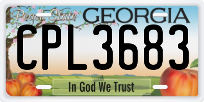 GA license plate CPL3683