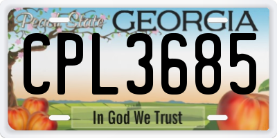 GA license plate CPL3685