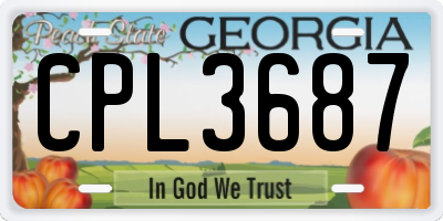 GA license plate CPL3687