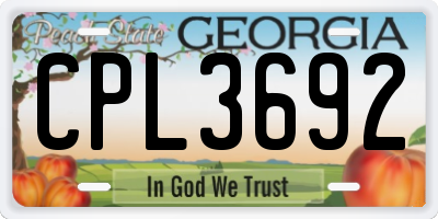 GA license plate CPL3692