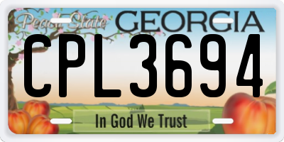 GA license plate CPL3694