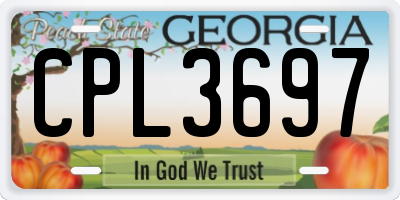 GA license plate CPL3697