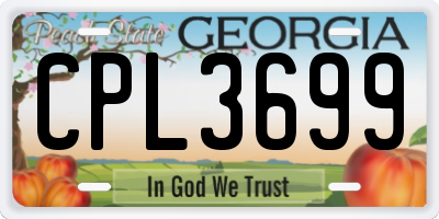 GA license plate CPL3699