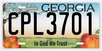 GA license plate CPL3701