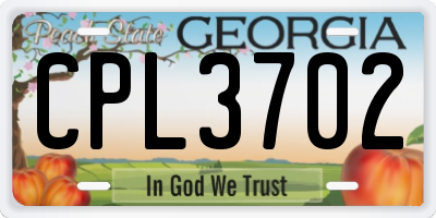GA license plate CPL3702