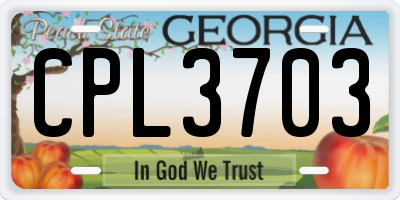 GA license plate CPL3703