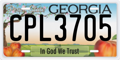GA license plate CPL3705