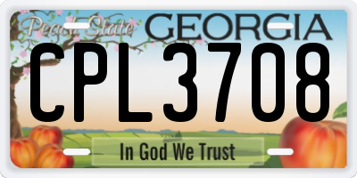 GA license plate CPL3708