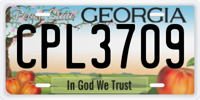 GA license plate CPL3709