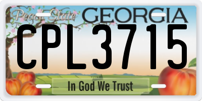 GA license plate CPL3715